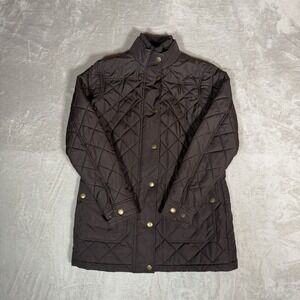 Lauren Ralph Lauren Womens XL Quilted Velvet Velour Brown Barn Coat Jacket